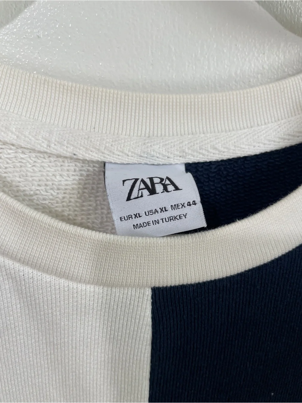 Zara Colorblock Crewneck Sweater in Ivory, Navy, Yellow & Sage